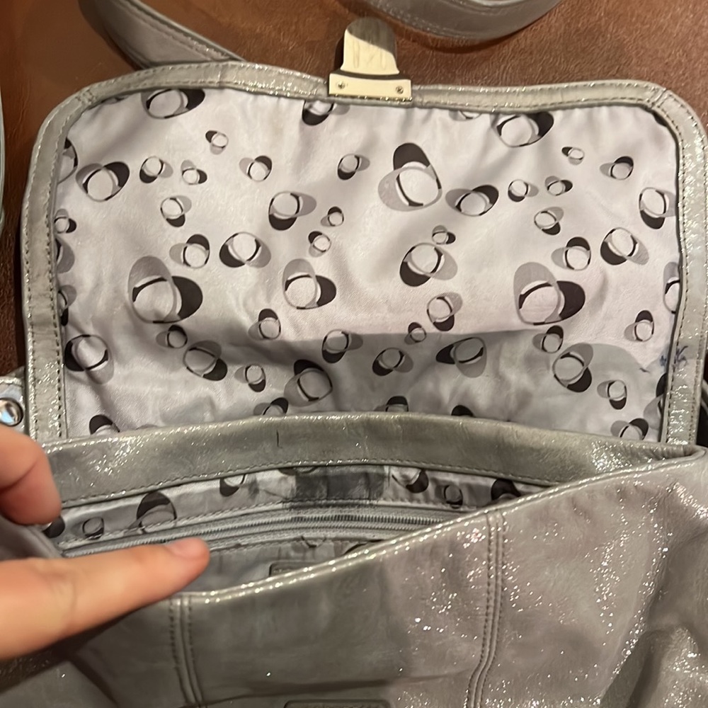 Coach silver shiny purse with buckle type closure - Picture 3 of 7